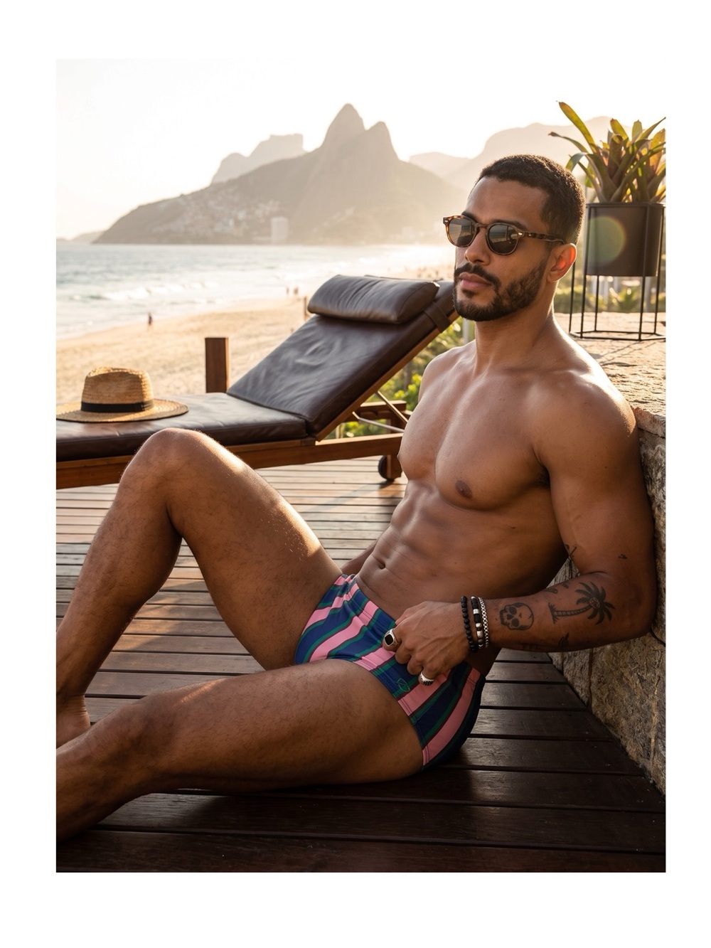 new Blueman ✪ Brazilian Sungão Men’s Boxer Swim Trunks ✪ Caminho Stripe ✪ XL